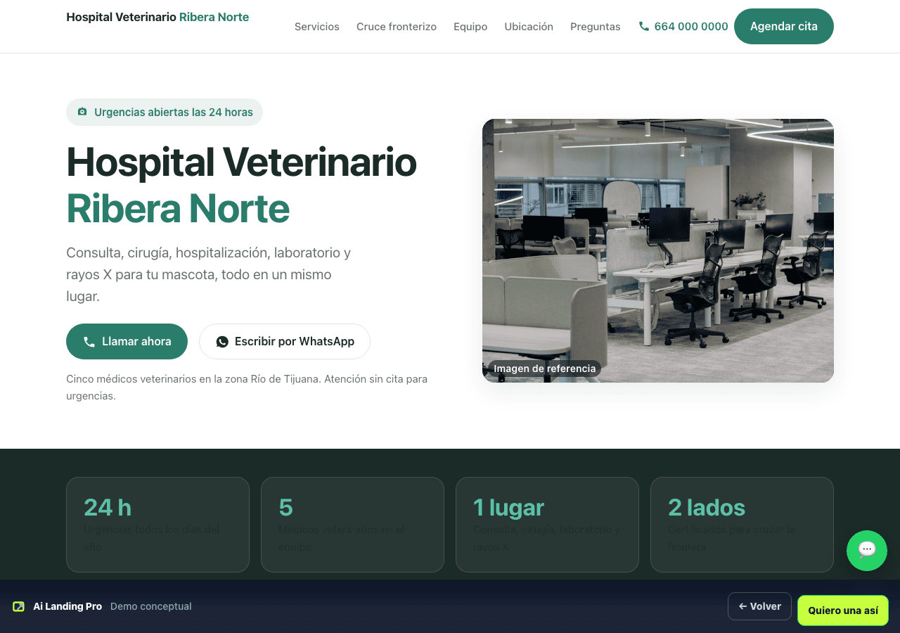 Web de ejemplo para hospital veterinario
